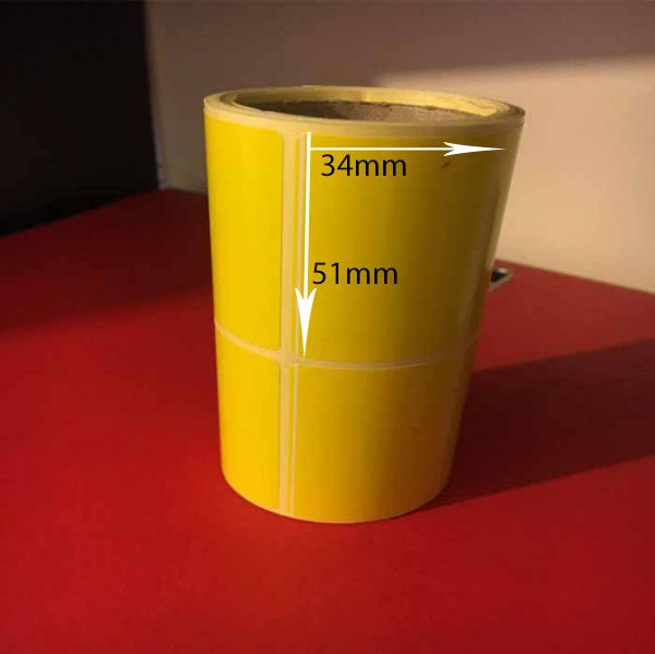لیبل رنگی زرد سایز ۳۴ × ۵۱